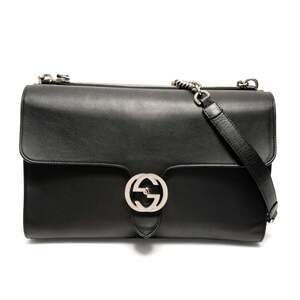 GUCCI Black Leather Shoulder Bag